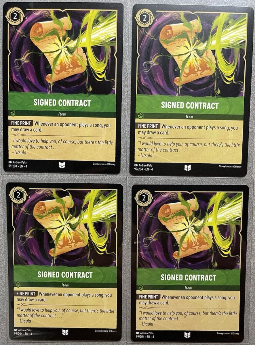 print lorcana cards Disney Lorcana Trading Card Game Ursulas Return Single Card Uncommon Signed Contract 99 FOIL