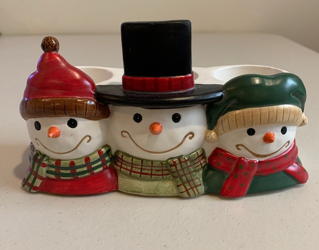 Yankee Candle Snowman Tea Light Candle Holder Holiday Snow Christmas