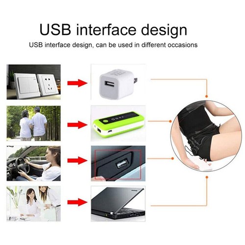 USB Electric Heating Waist Belt Brace Back Pain Relief Heated Pad Lumbar Support - Picture 9 of 12