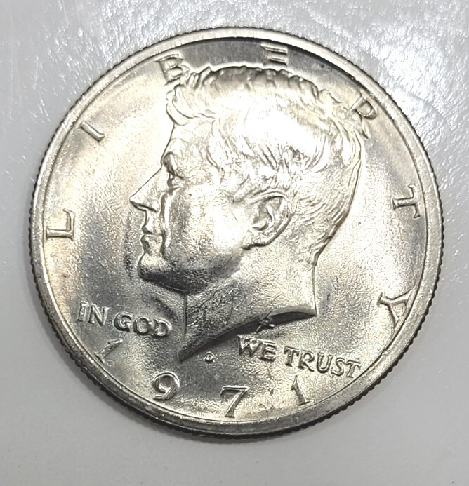 1971-D Kennedy Half Dollar-Double Strike Error-Die Crack Above 