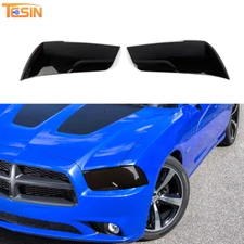 2x Smoked Front Headlight Lamp Cover Trim For Dodge Charger 2011 2012 2013 2014