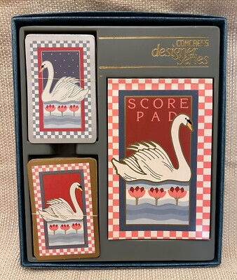CONGRESS DESIGNER SERIES TWO DECKS SWANS WITH BRIDGE SCORE PAD