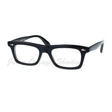 Black Rectangular Clear Lens Glasses Thick Horn Rim Frame Eyeglasses