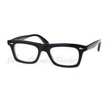Black Rectangular Clear Lens Glasses Thick Horn Rim Frame Eyeglasses