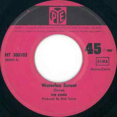 The Kinks Waterloo Sunset Vinyl Single 7inch Pye