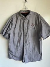 HARLEY DAVIDSON Motorcycles Mechanic Shirt Men's 2XL Gray Button Up Short Sleeve