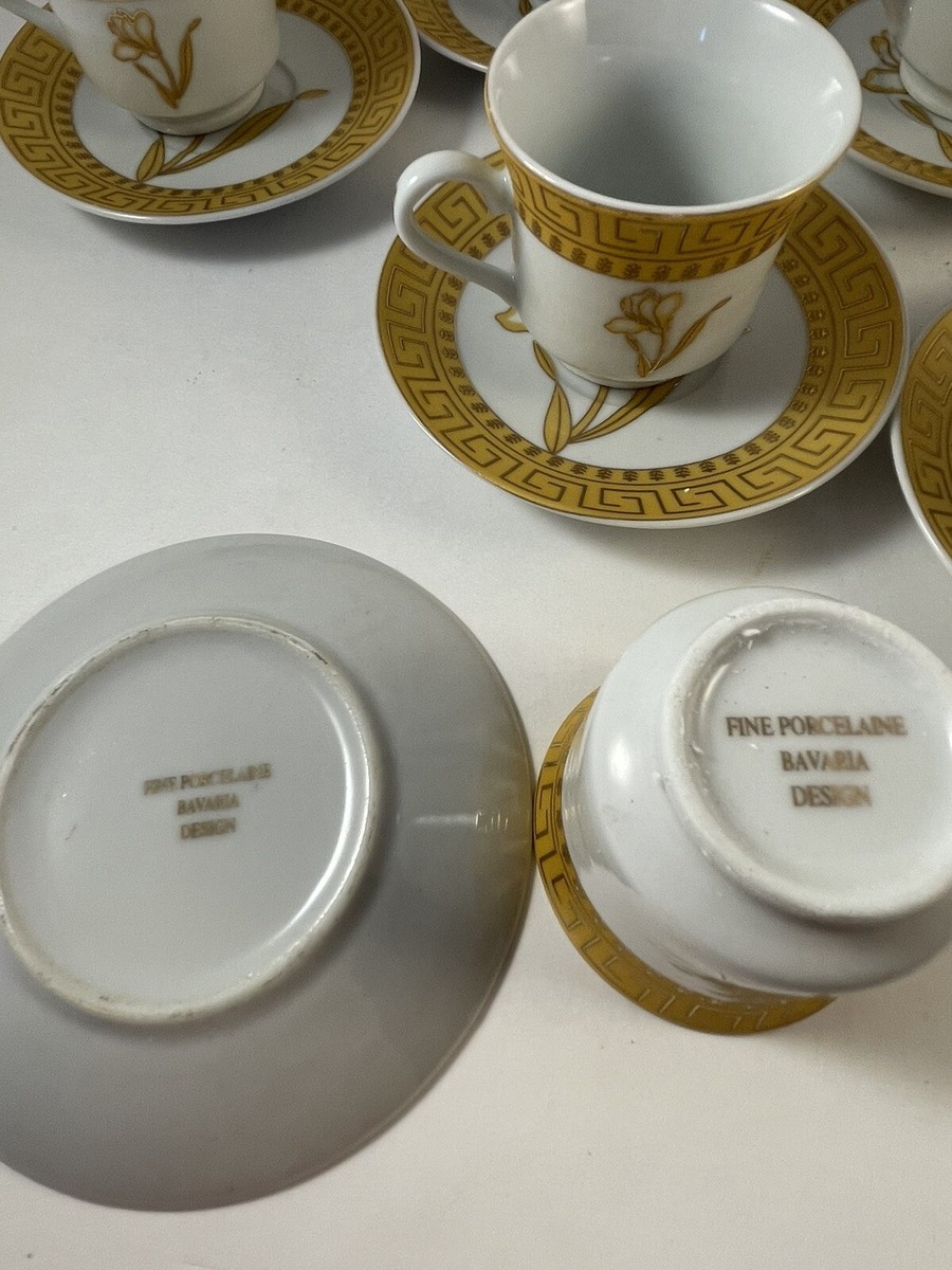 Bavaria Espresso Set for 6 with Gold Leaf Design New In Original