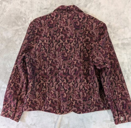 Christopher Banks Tapestry Collared Blazer Women's Large Maroon Missing Button - Picture 5 of 11