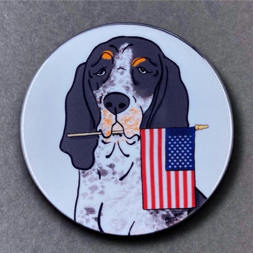Bluetick Coonhound Dog USA Flag Patriotic Magnet Handmade Holiday Gift 3.5" - Picture 7 of 17