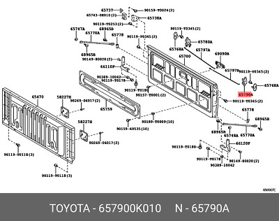 Original OE Schlossbaugruppe, Hecktor, links, 657900K010 für Toyota 65790-0K010