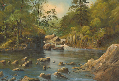 Ron Ritchie (b.1965) - 1992 Öl, Fluss Im Wald