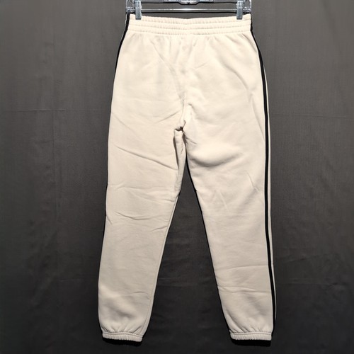 adidas Fleece Cuffed 3-Stripes Sweatpants Boys' L 14/16 Cream Black Stripes - Picture 3 of 3