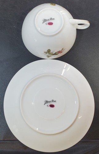 (4) Tazza da tè e piattino vintage Moss Rose China rosa forma coupé Sango, Giappone - Foto 5 di 5