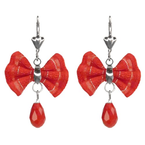 Boucles d'oreilles Soleil rouge et or en perles Miyuki