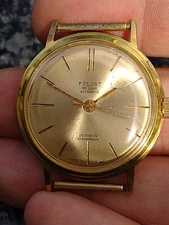 Vintage Soviet gold-plated AU20m POLJOT de LUXE watch. Mechanics automatic