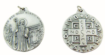 Catholic Round Saint St Benedict Religious Exorcism Protection Medal, 1 1/2 Inch