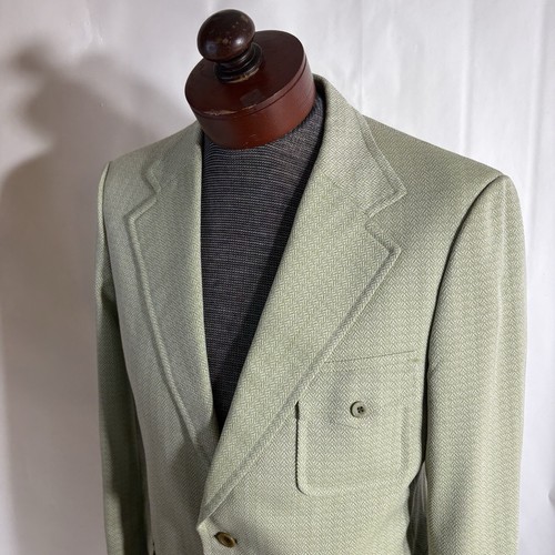 Vtg Men’s 40R Sport Coat Jacket Blazer Green Polyester Belted Textured Western