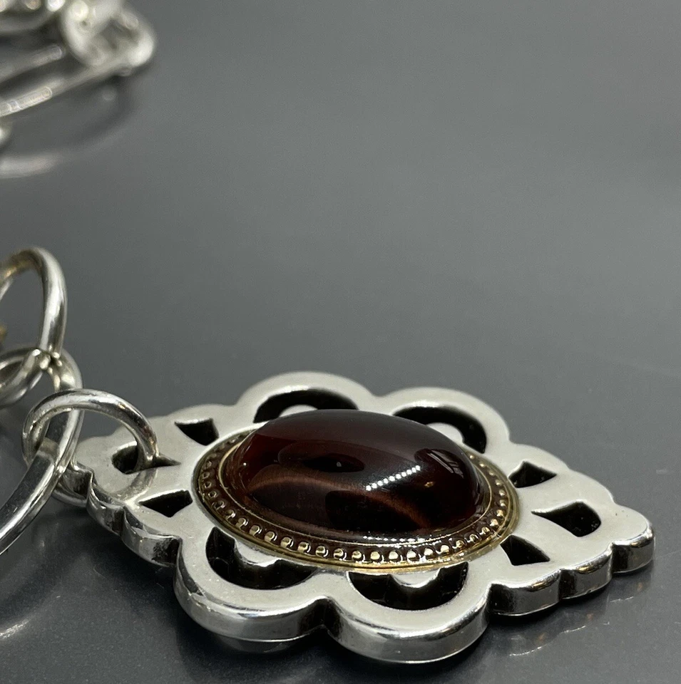 Brighton Geneva Mujer’s Collar Colgante Dos Tonos Ojo de Tigre? Floral 18-20” Foto 2 de 4