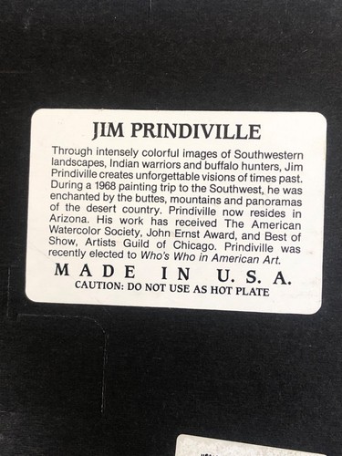 Jim Prindiville Southwest Native American Warrior Art Tile 8"x8" Made In USA - Picture 3 of 3