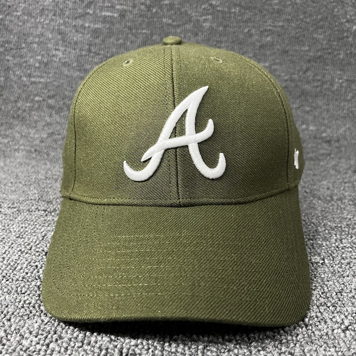 '47 Brand Atlanta Braves MLB MVP Hat Olive Green White Script A Strapback New