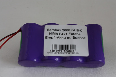 Bombax 4,8V/2000mAh SubC NiMh F4x1 4er Reihe Futaba Empfänger m. Buchse