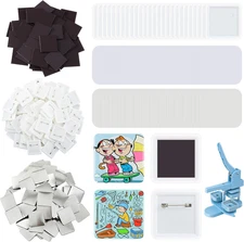 100 Sets 50Mm/1.97 Inch Square Button Parts, Include 50 Fridge Magnet Maker Supp