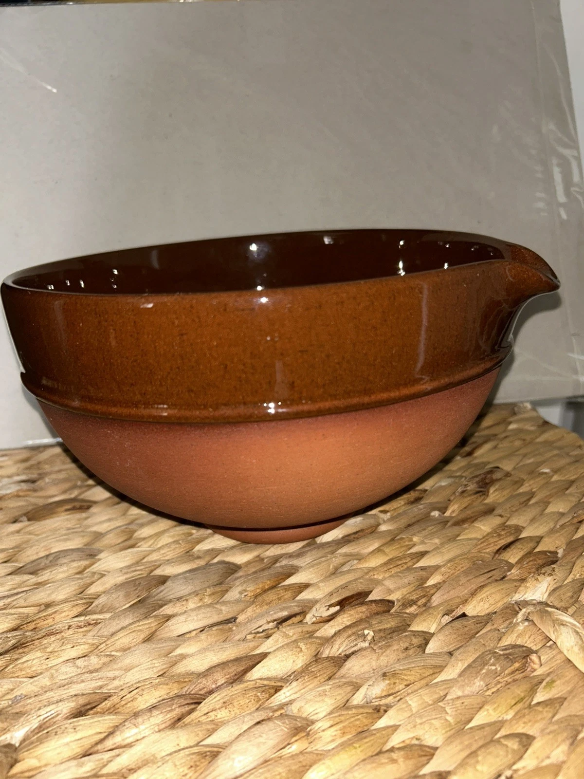 Rare Vintage Fulham Pottery David Birch Glazed + Matt Terracotta Lip Mixing Bowl