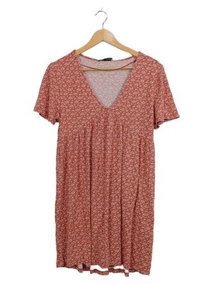 Pull&Bear Sommerkleid Damen Rot Gr. 38/M Viskose Blumenmuster Feminin Freizeit
