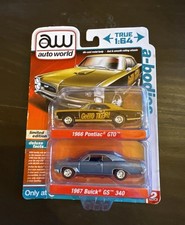 2023 AUTO WORLD AW ULTRA RED CHASE 1966 PONTIAC GTO  1967 BUICK GS 340 2 PACK