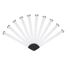 Fastening Hook and Loop Cable Tie 17.7x0.9" Reusable with Buckle White 10Pcs