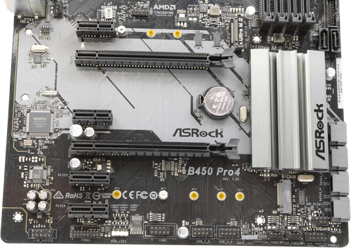 ASRock B450 Pro4 Rev.1 ATX Mainboard - Sockel AM4 4x DDR4 PCIe3x16 + I/O Shield - Bild 6 von 6