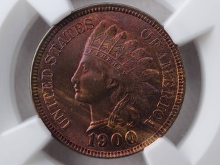 NobleSpirit 1900 Indian Head Cent 1c NGC MS65 RB INCREDIBLE RAINBOW TONING