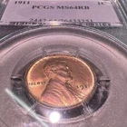 1911 1c Lincoln Wheat Cent PCGS MS 64 RB Philadelphia Red Brown