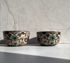 Cloisonné Enamel Silver Plated Sake Cup Handmade Meiji Era Ochoko from Japan