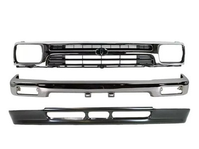 Front Bumper Chrome + Grille + Lower Valance For 1992-1995 Toyota Pickup 2WD