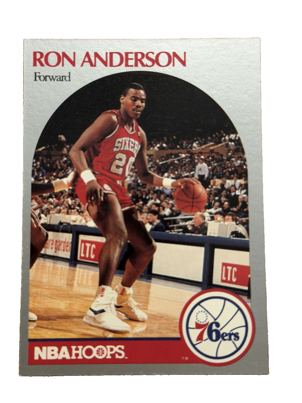 Excellent: Vintage 1990-91 HOOPS Ron Anderson Philadelphia 76ers Trading Card