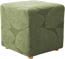 Ottoman Cover Square Stretch Soft Folding Storage Ottoman Slipcovers Leaves Jacq