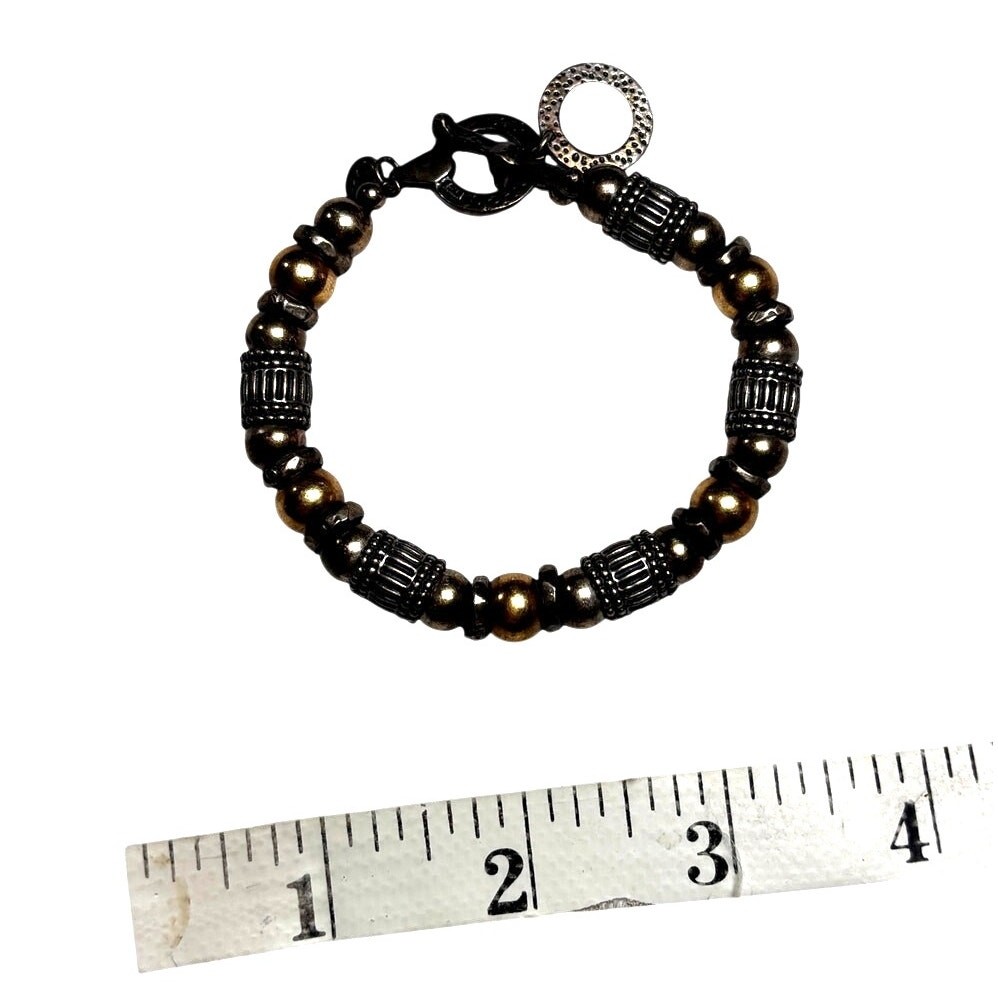 HEAVY 36g Solid Sterling Silver Beaded Bracelet 9… - image 1