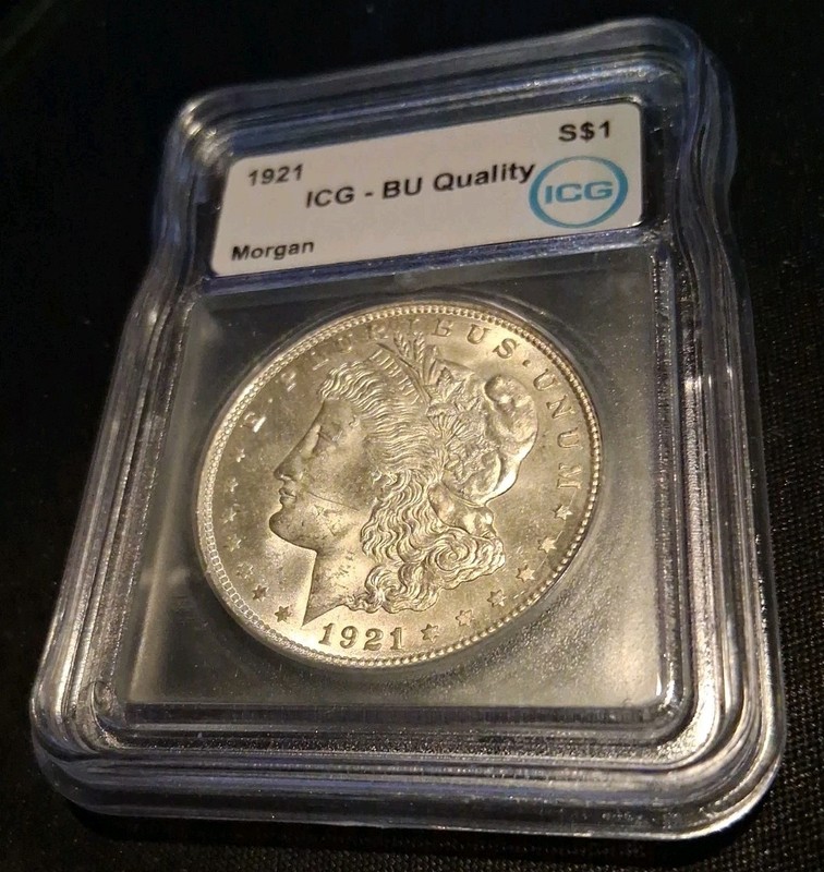 1921 Morgan Dollar ICG Brilliant Uncirculated Silver $1 BU Quality