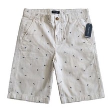 Nautica Boys White Anchor Print Shorts Size 14