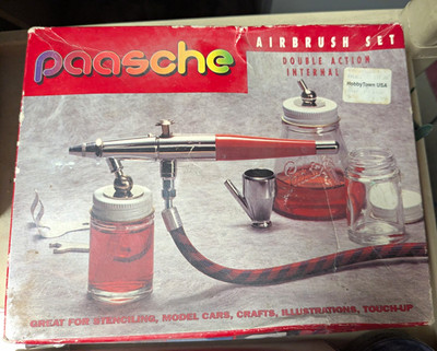 Paasche Double Action Internal Mix Airbrush Set w/ Bottle, Jar & Hose OBO