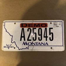 Montana 2011 DEMO License Plate A25945 Big Sky Buffalo Skull Collector Plate