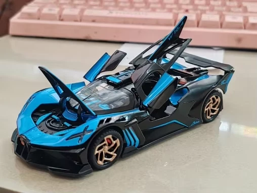 1:32 Bugatti Bolide Diecast Sport Car - Alloy Model w/ Sound Light Pull-Back Toy - Image 2 of 4