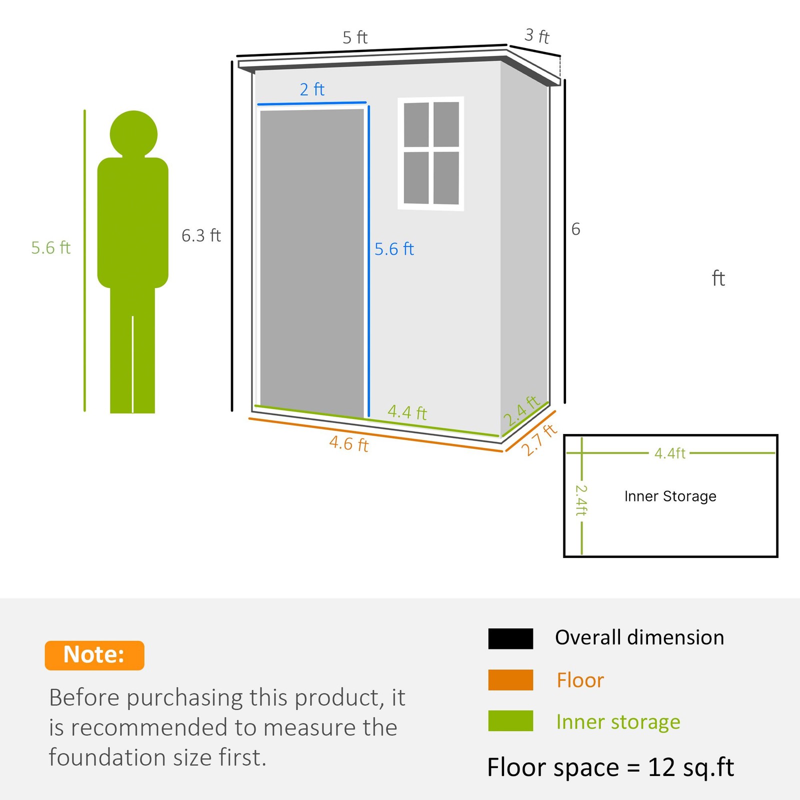 Outsunny Resin Garden Shed, 5'x3' Outdoor Storage Shed with Lock, Window, Vent, 