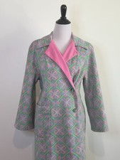 1970s Vintage Handmade Polyester Psychedelic Print House Coat Robe Pink Green