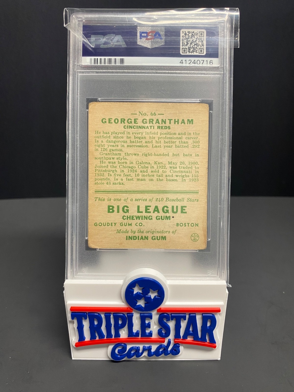 1933 Goudey #66 George Grantham PSA 2 RC view 2