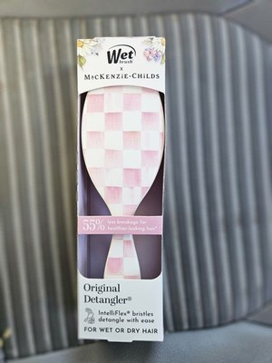 MacKenzie Childs x Wet Brush   Pink Rosy Check OG Detangler Hair Brush NEW