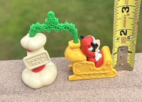Vintage Mickey Mouse Christmas Ornaments Mickey On Sled With North Pole Marker - Picture 3 of 4
