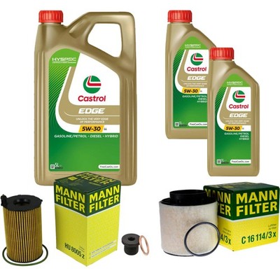 MANN-FILTER Inspektionspaket 7 L Castrol EDGE Titanium FST 5W-30 für Audi A5