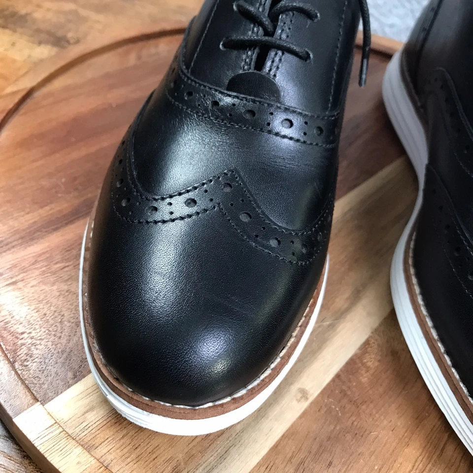 Cole Haan OriginalGrand Wingtip Oxford Womens 9.5B Black Leather Derby Shoes - Image 4 of 4